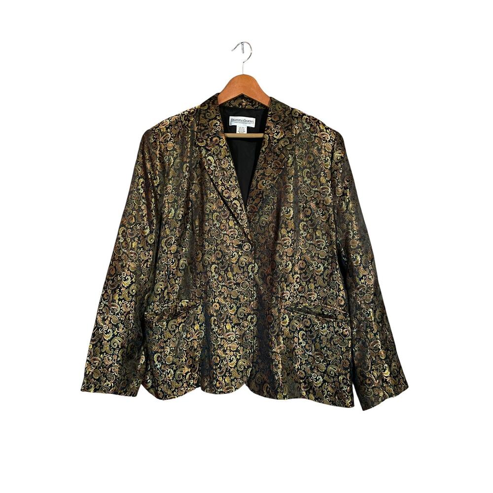 Drapers & Damons Metallic Paisley Women's Blazer 22W Academia Glam Office